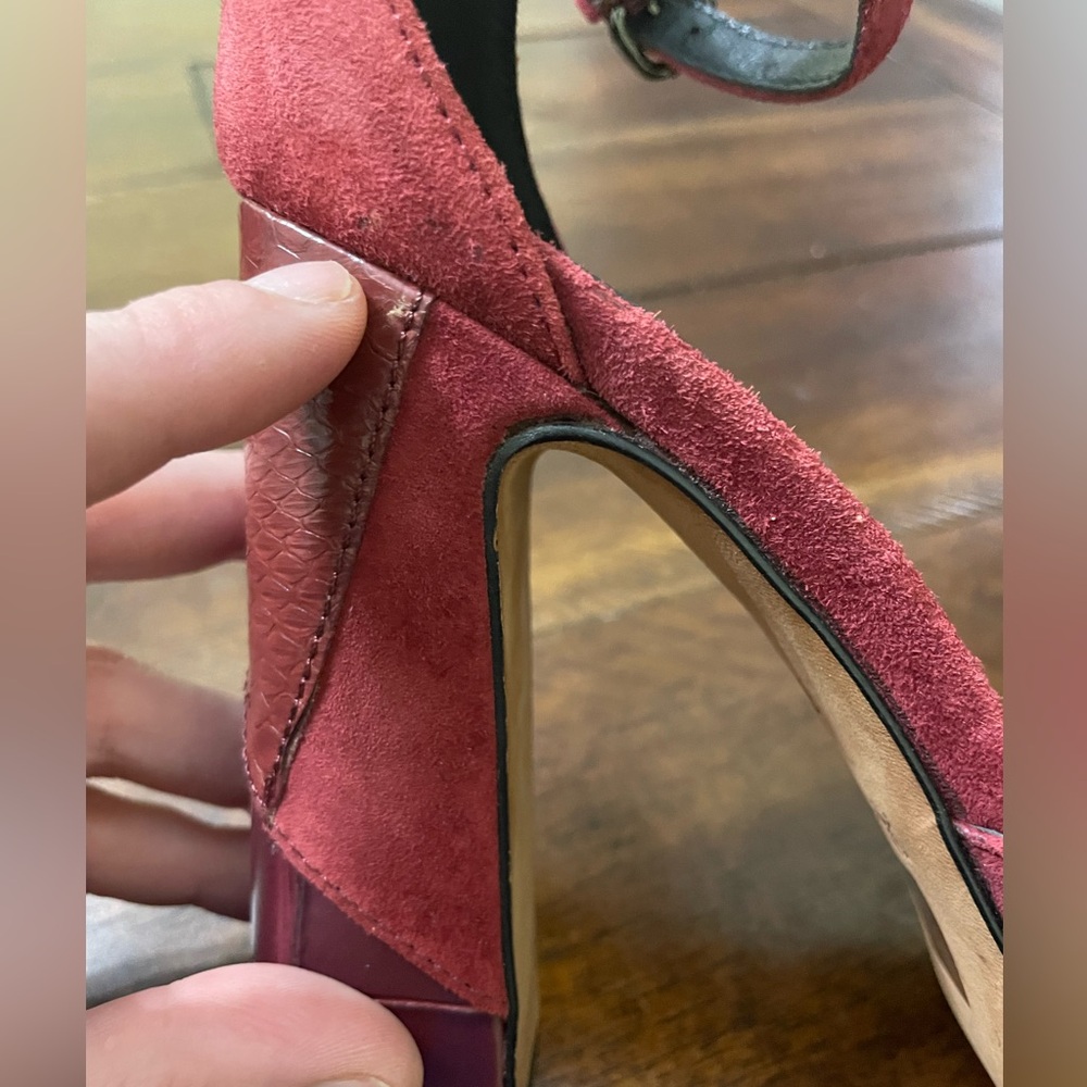 COACH Suede Platform Color Block Chunky Heels size 5.5 - Picture 13 of 16